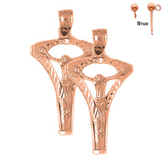 14K or 18K Gold Crucifix Earrings