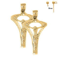 14K or 18K Gold Crucifix Earrings