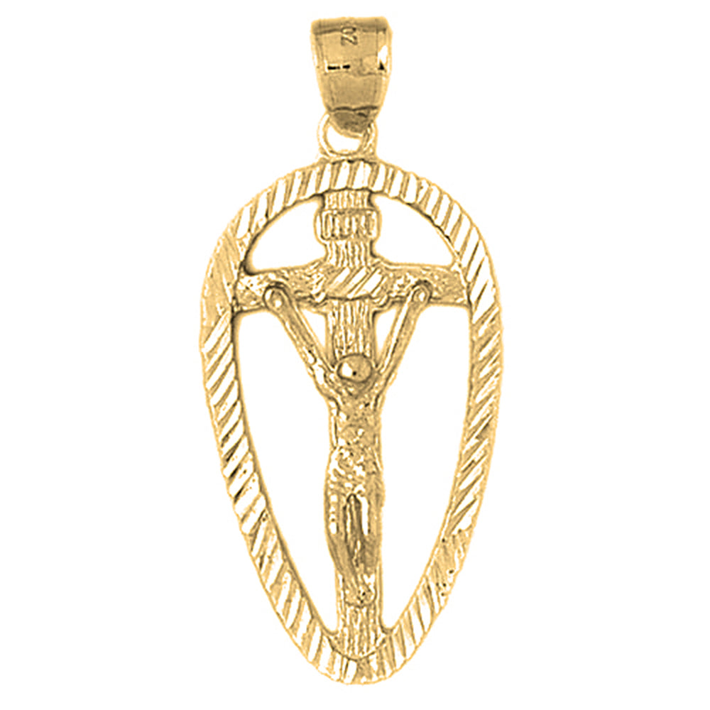 10K, 14K or 18K Gold INRI Crucifix Pendant