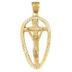 10K, 14K or 18K Gold INRI Crucifix Pendant