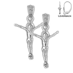 Sterling Silver 28mm Corpus Jesus Earrings (White or Yellow Gold Plated)