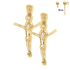 Sterling Silver 28mm Corpus Jesus Earrings (White or Yellow Gold Plated)