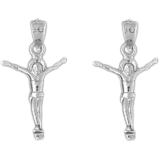 Sterling Silver 28mm Corpus Jesus Earrings