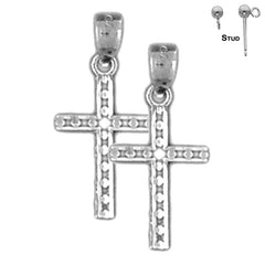 25 mm Corpus Jesus-Ohrringe aus Sterlingsilber (weiß- oder gelbvergoldet)