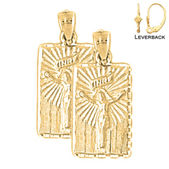 14K or 18K Gold INRI Crucifix Earrings