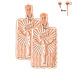 14K or 18K Gold INRI Crucifix Earrings