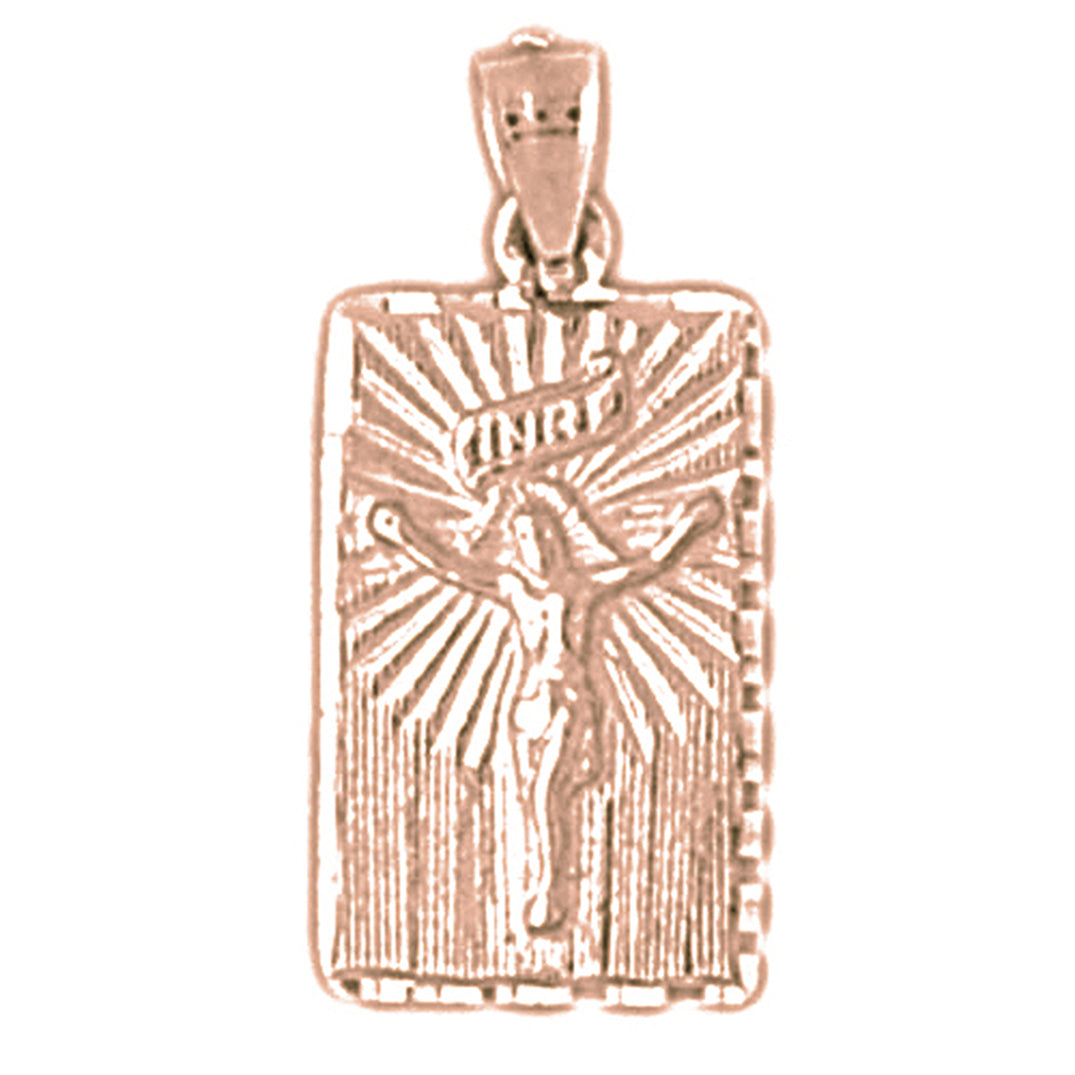 14K or 18K Gold INRI Crucifix Pendant