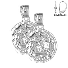 Sterling Silver 19mm Baptism Medal Earrings (White or Yellow Gold Plated)