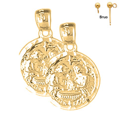 Sterling Silver 19mm Baptism Medal Earrings (White or Yellow Gold Plated)