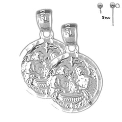 Pendientes con medalla de bautismo de plata de ley de 19 mm (chapados en oro blanco o amarillo)