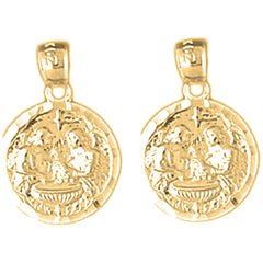 Yellow Gold-plated Silver 19mm Baptism Medal Earrings