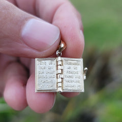 10K, 14K or 18K Gold Bible With Lord's Prayer Inside Pendant