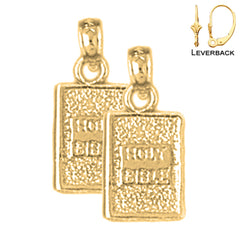 14K or 18K Gold 3D Holy Bible Earrings