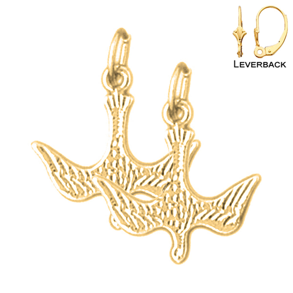 14K or 18K Gold Dove, Holy Spirit Dove Earrings