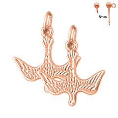 14K or 18K Gold Dove, Holy Spirit Dove Earrings