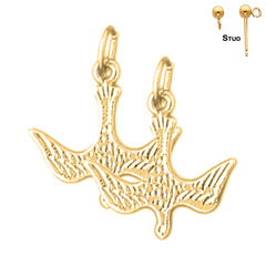 14K or 18K Gold Dove, Holy Spirit Dove Earrings