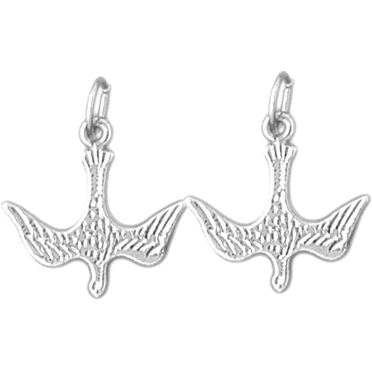 Sterling Silver 19mm Dove, Holy Spirit Dove Earrings