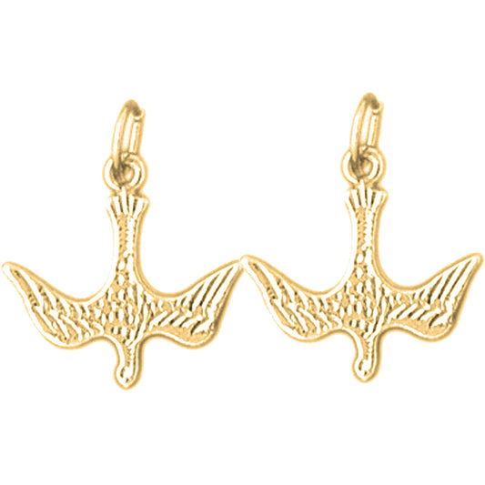 Yellow Gold-plated Silver 19mm Dove, Holy Spirit Dove Earrings