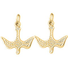 Yellow Gold-plated Silver 19mm Dove, Holy Spirit Dove Earrings