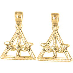 Yellow Gold-plated Silver 23mm Dove, Holy Spirit Dove Earrings