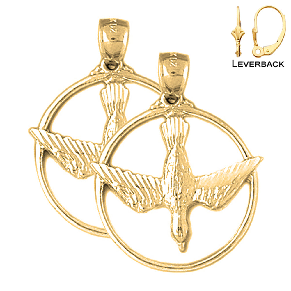 14K or 18K Gold Dove, Holy Spirit Dove Earrings