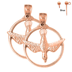 14K or 18K Gold Dove, Holy Spirit Dove Earrings