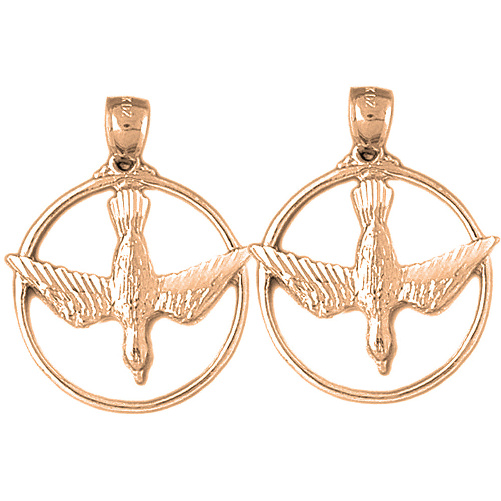 14K or 18K Gold 33mm Dove, Holy Spirit Dove Earrings