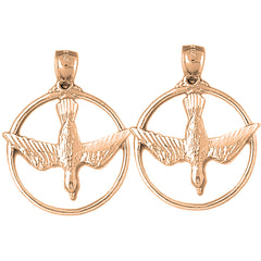 14K or 18K Gold 33mm Dove, Holy Spirit Dove Earrings