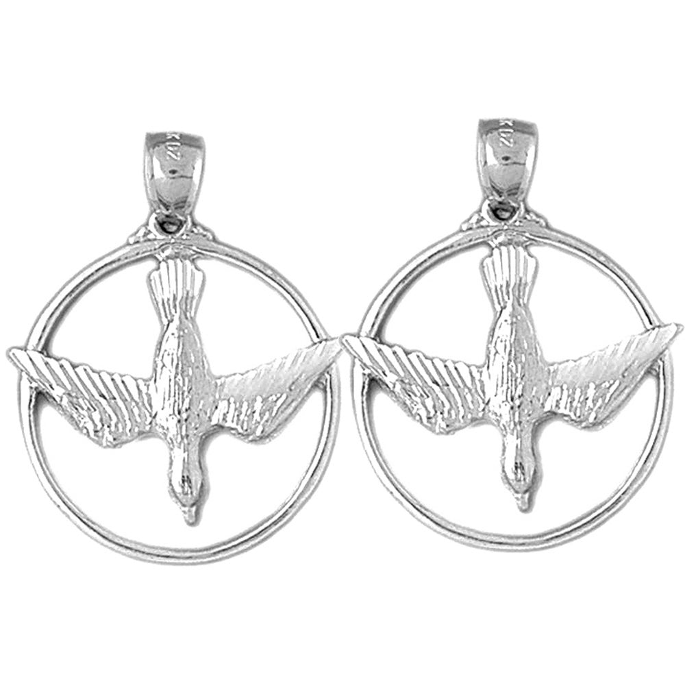 Sterling Silver 33mm Dove, Holy Spirit Dove Earrings