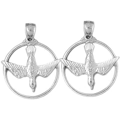 Sterling Silver 33mm Dove, Holy Spirit Dove Earrings