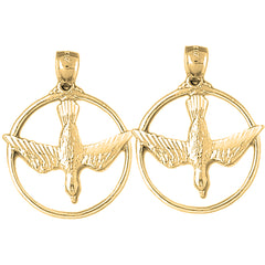 Yellow Gold-plated Silver 33mm Dove, Holy Spirit Dove Earrings