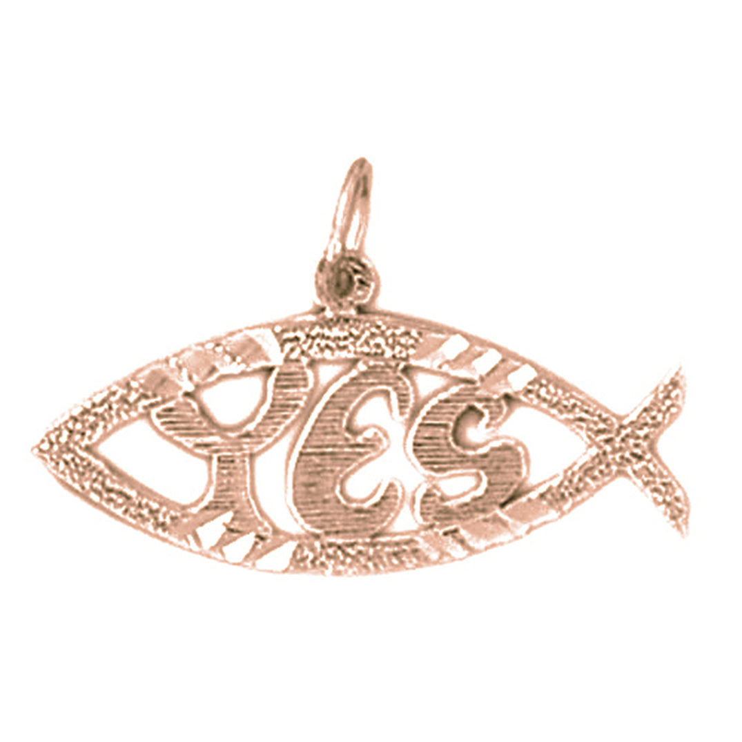 14K or 18K Gold Ichthus "YES" Fish Pendant