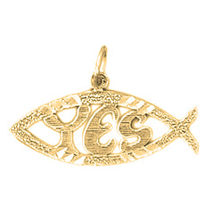 14K or 18K Gold Ichthus "YES" Fish Pendant