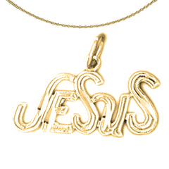 Colgante de oro de 14 quilates o 18 quilates con texto en inglés "Jesús"