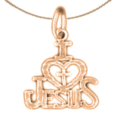 Anhänger aus 14 Karat oder 18 Karat Gold mit dem Spruch „I (Love) Heart Jesus“