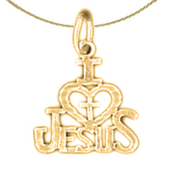 Colgante con dije de corazón de Jesús I (Amor) de oro de 14 quilates o 18 quilates