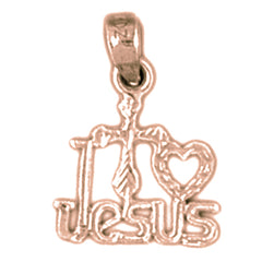 14K or 18K Gold I (Love) Heart Jesus Saying Pendant