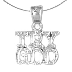 Colgante de oro de 14 quilates o 18 quilates con texto en inglés "Prueba a Dios"