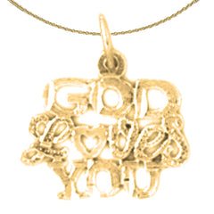 14K or 18K Gold God Loves You Saying Pendant