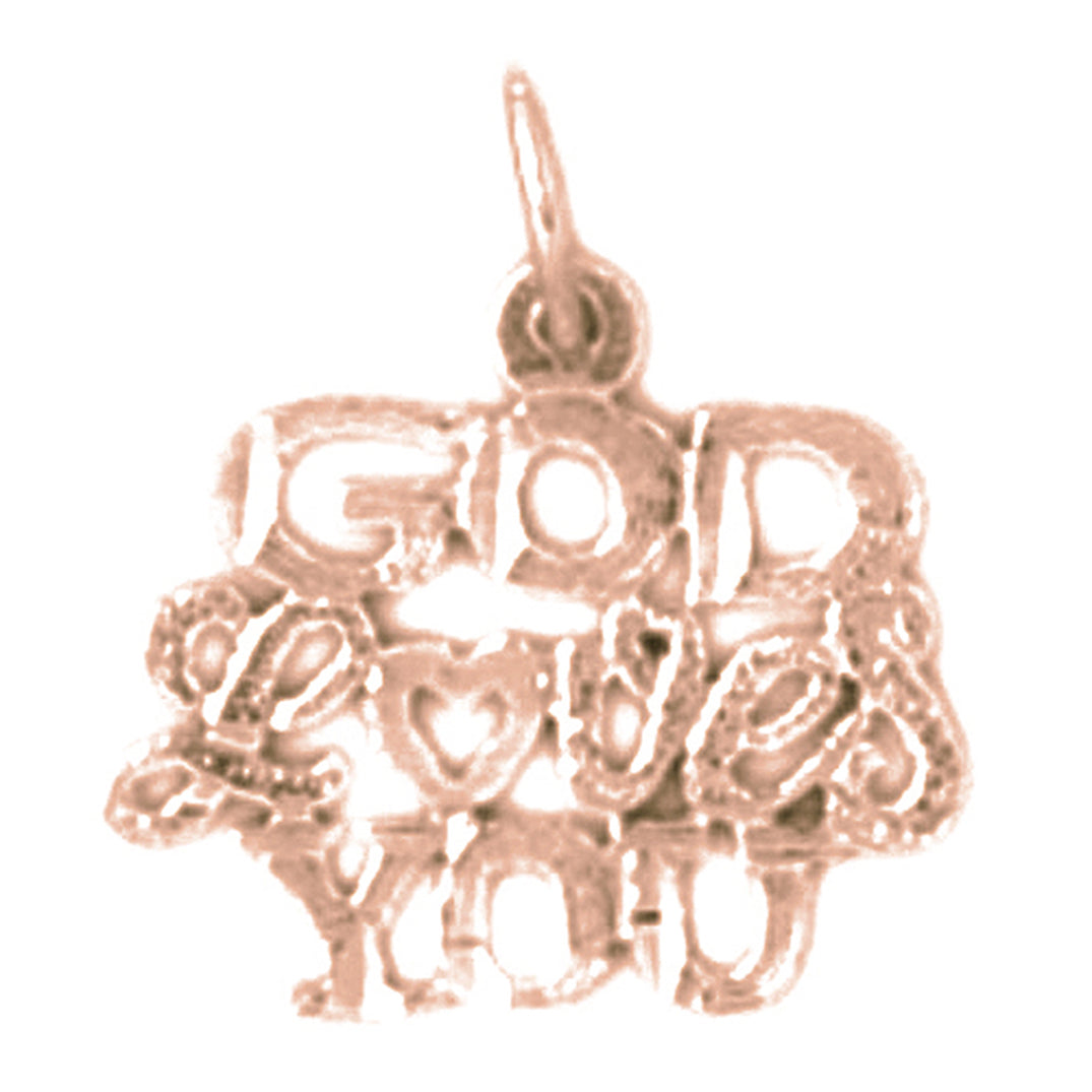 14K or 18K Gold God Loves You Saying Pendant