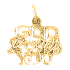 14K or 18K Gold God Loves You Saying Pendant