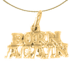 Colgante con texto en inglés "Nacido de nuevo" de oro de 14 quilates o 18 quilates