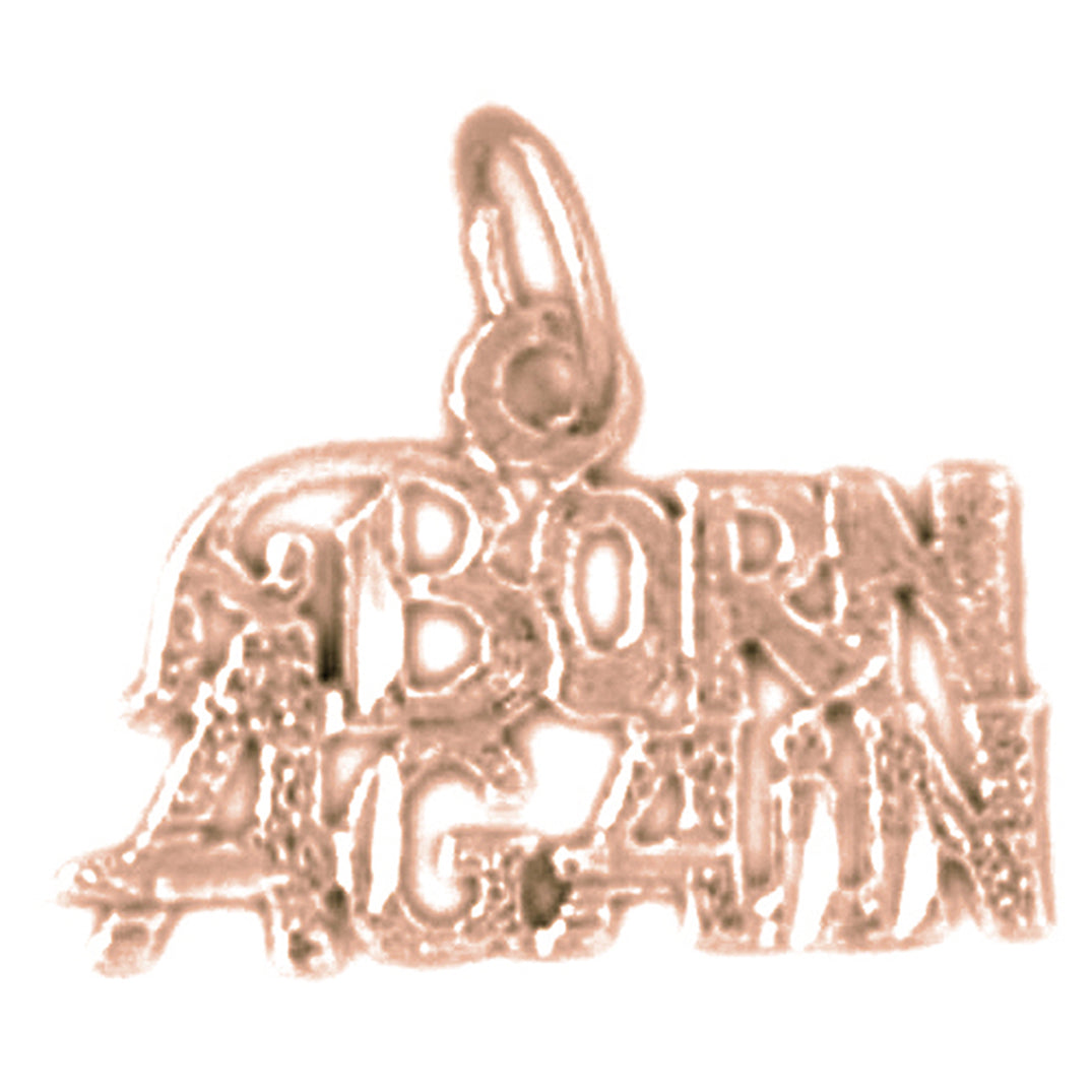 14K or 18K Gold Born Again Saying Pendant