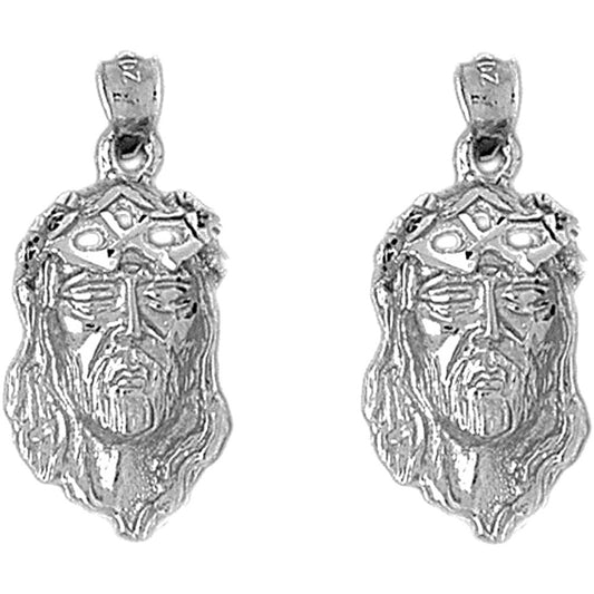 Sterling Silver 30mm Jesus Face Earrings