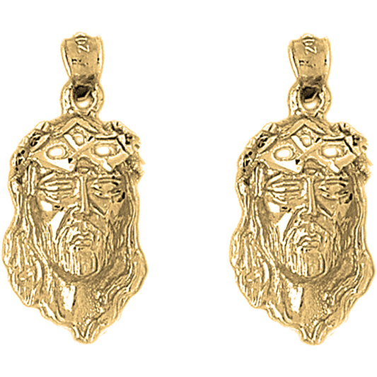 14K or 18K Gold 30mm Jesus Face Earrings
