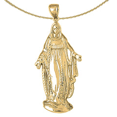 10K, 14K or 18K Gold Mother Mary Pendant