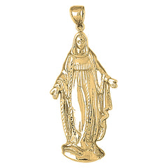 10K, 14K or 18K Gold Mother Mary Pendant