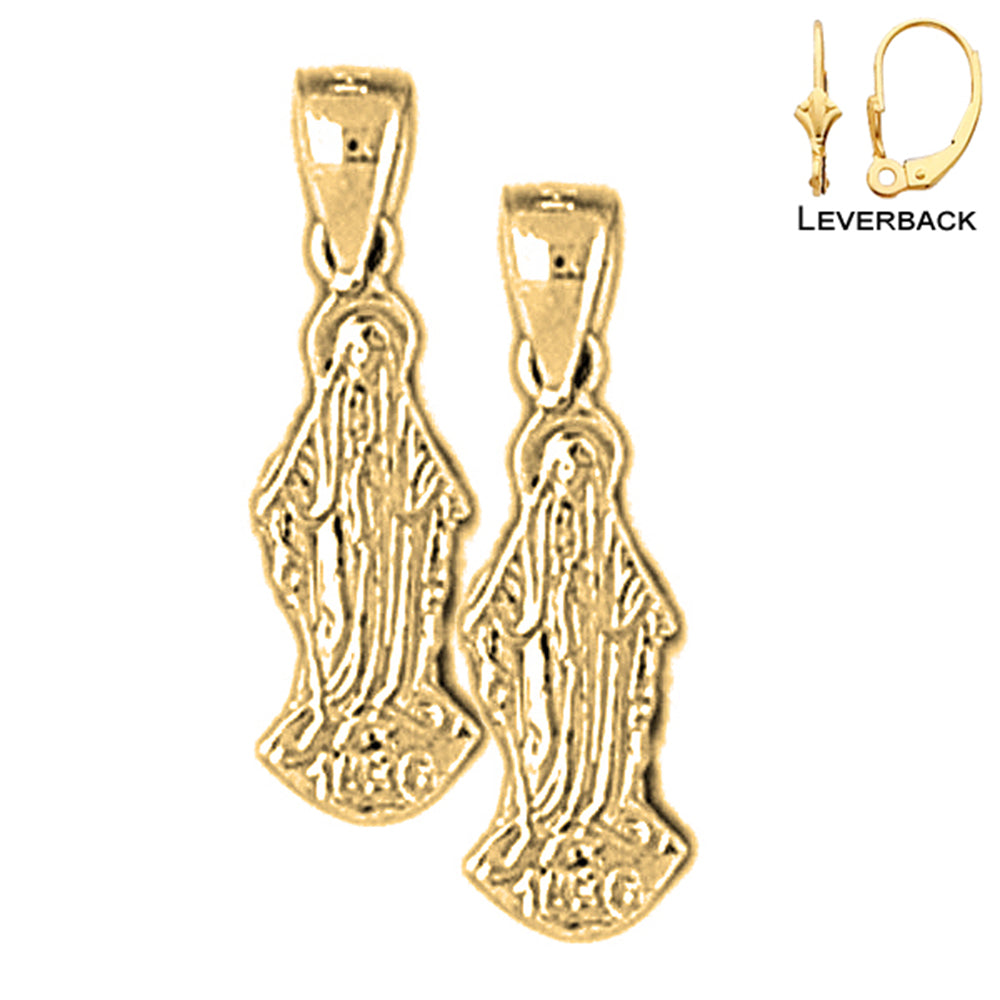 14K or 18K Gold Mother Mary Earrings
