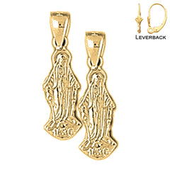 Sterling Silver 20mm Mother Mary Earrings (White or Yellow Gold Plated)