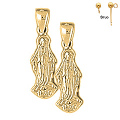 Sterling Silver 20mm Mother Mary Earrings (White or Yellow Gold Plated)